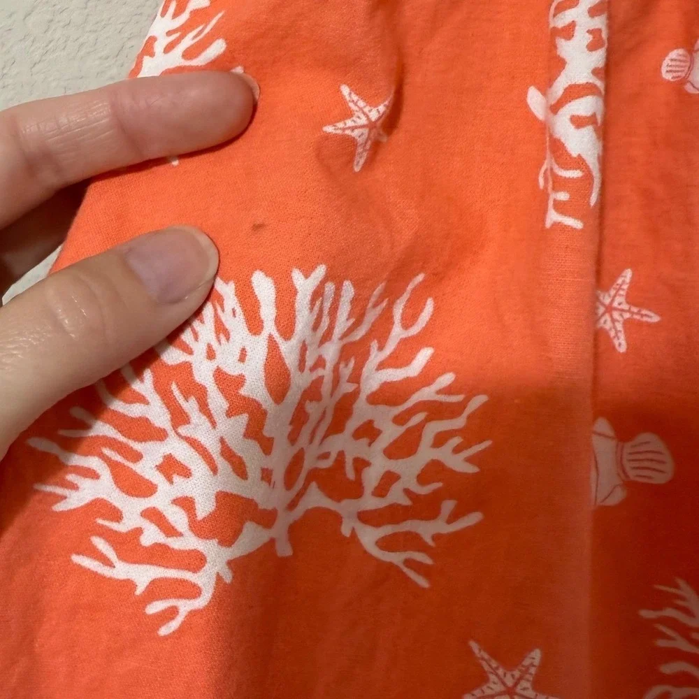 Ruffles & Frogs Baby Girl Starfish Smocked Orange Dress 18 Months Coastal